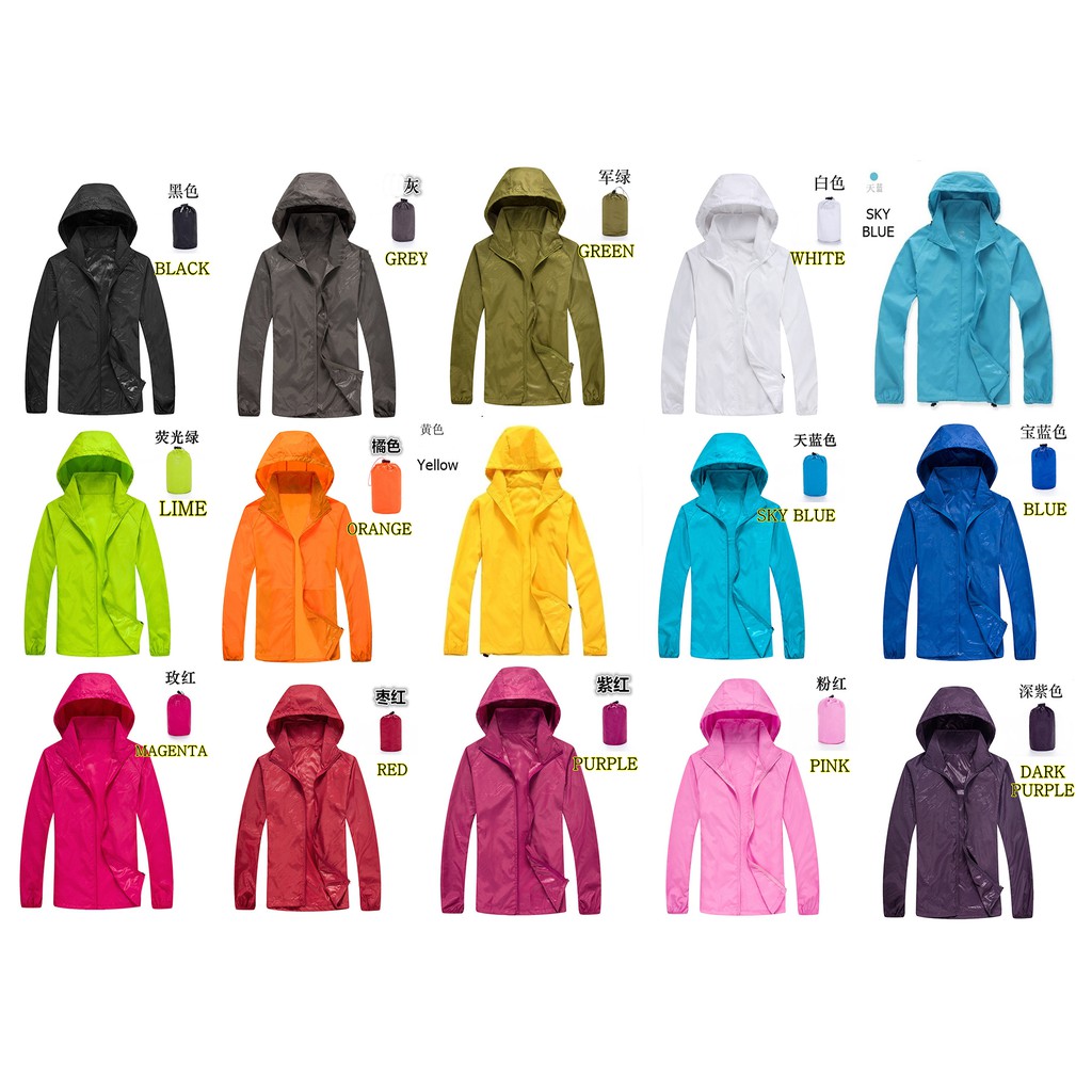UNISEX WATERPROOF FOLDABLE WINDBREAKER JACKET WITH HIDEAWAY HOOD