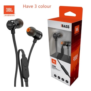JBL T290 3.5mm Wired In-ear Headphones Stereo Music Headset Dynamic Bass Earphone Hands-free with Microphone