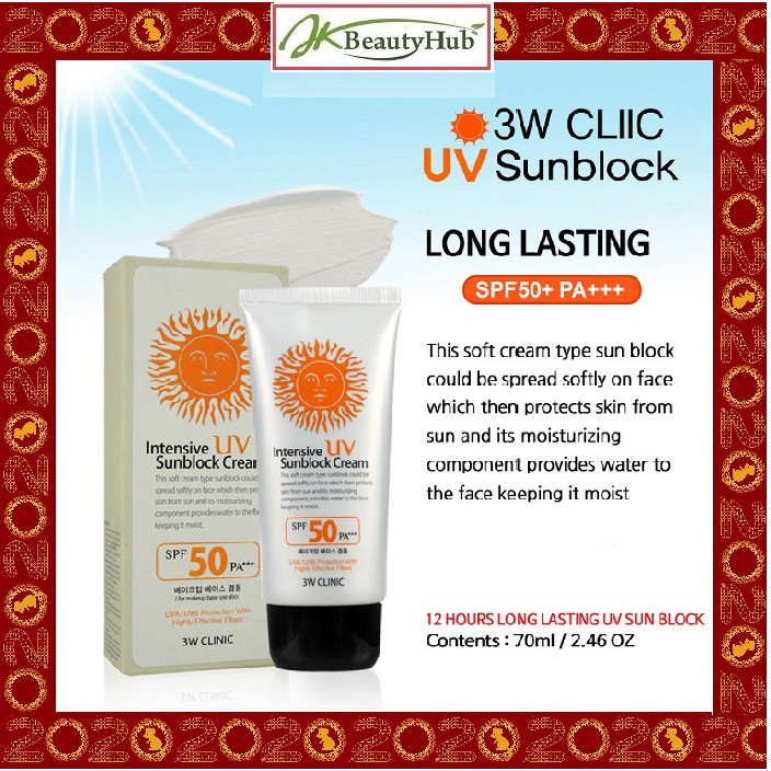 3W Clinic Intensive UV Sunblock Cream 70ml Shopee Singapore