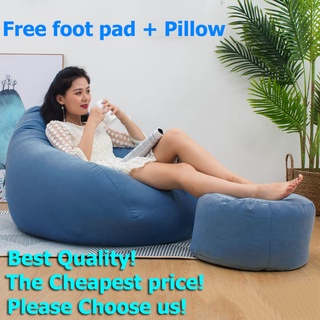 [Gift footstool+ Pillow] with filling large seat bean bag sofa chair sofa lazy recliner free shipping