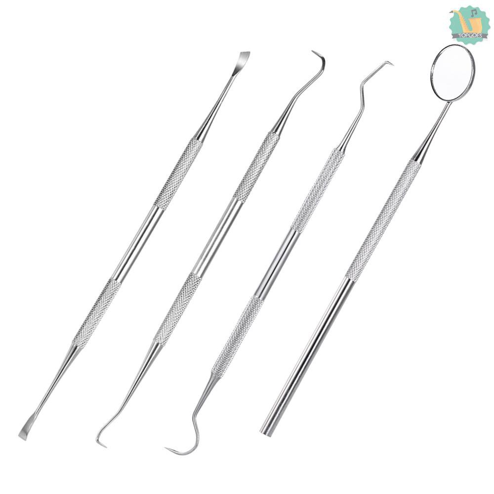 4pcs Stainless Steel Dental Tools Kit Dentists Pick Tool Teeth Scraper