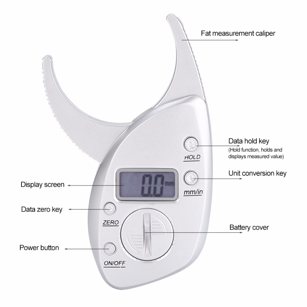 AmbiTech Body Skin Caliper Handheld BMI Measuring Tool Measures Fat F