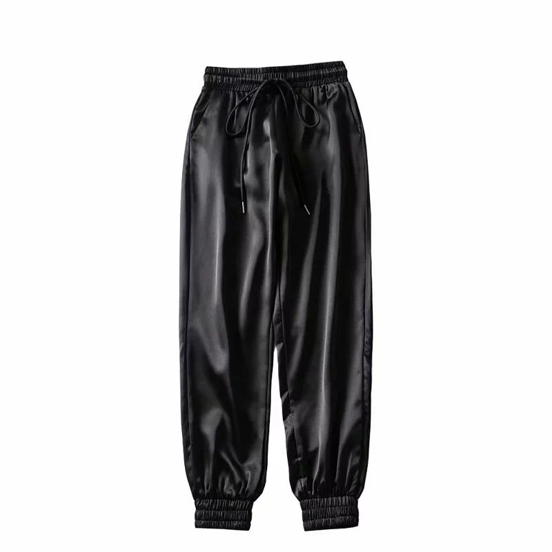 🌠 2021 Black satin pants women sweat 