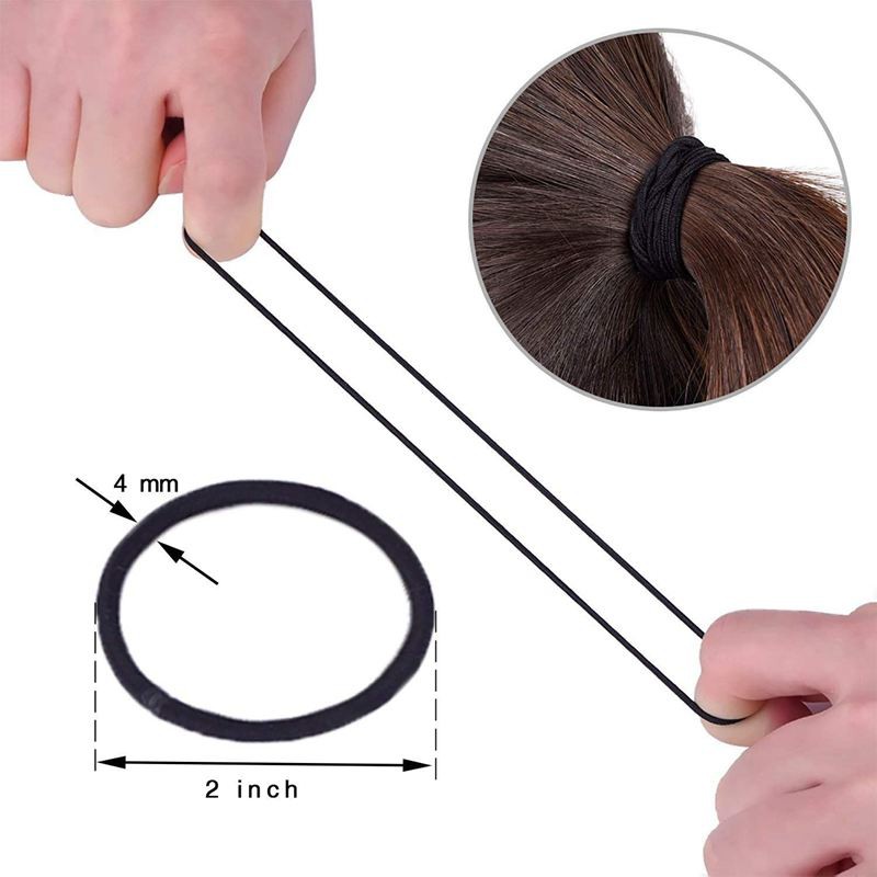200 Pack No Metal Hair Elastics Hair Ties Ponytail Holders Black