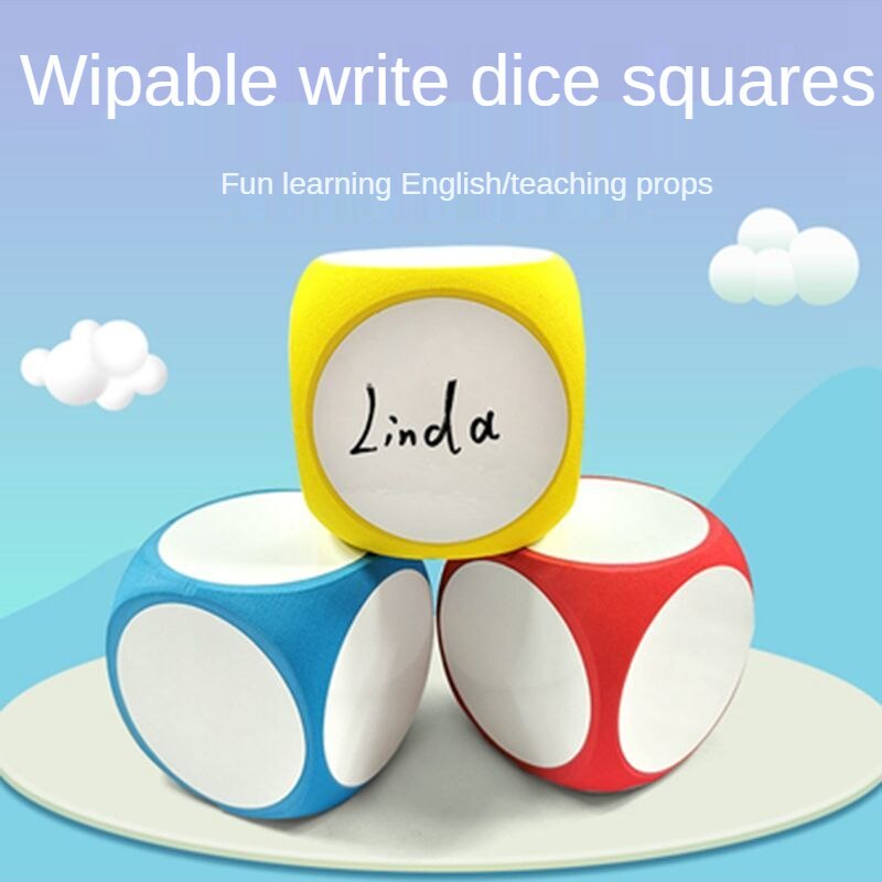 Erasable Whiteboard Foam Dice Block Dry Erase Blocks English Language
