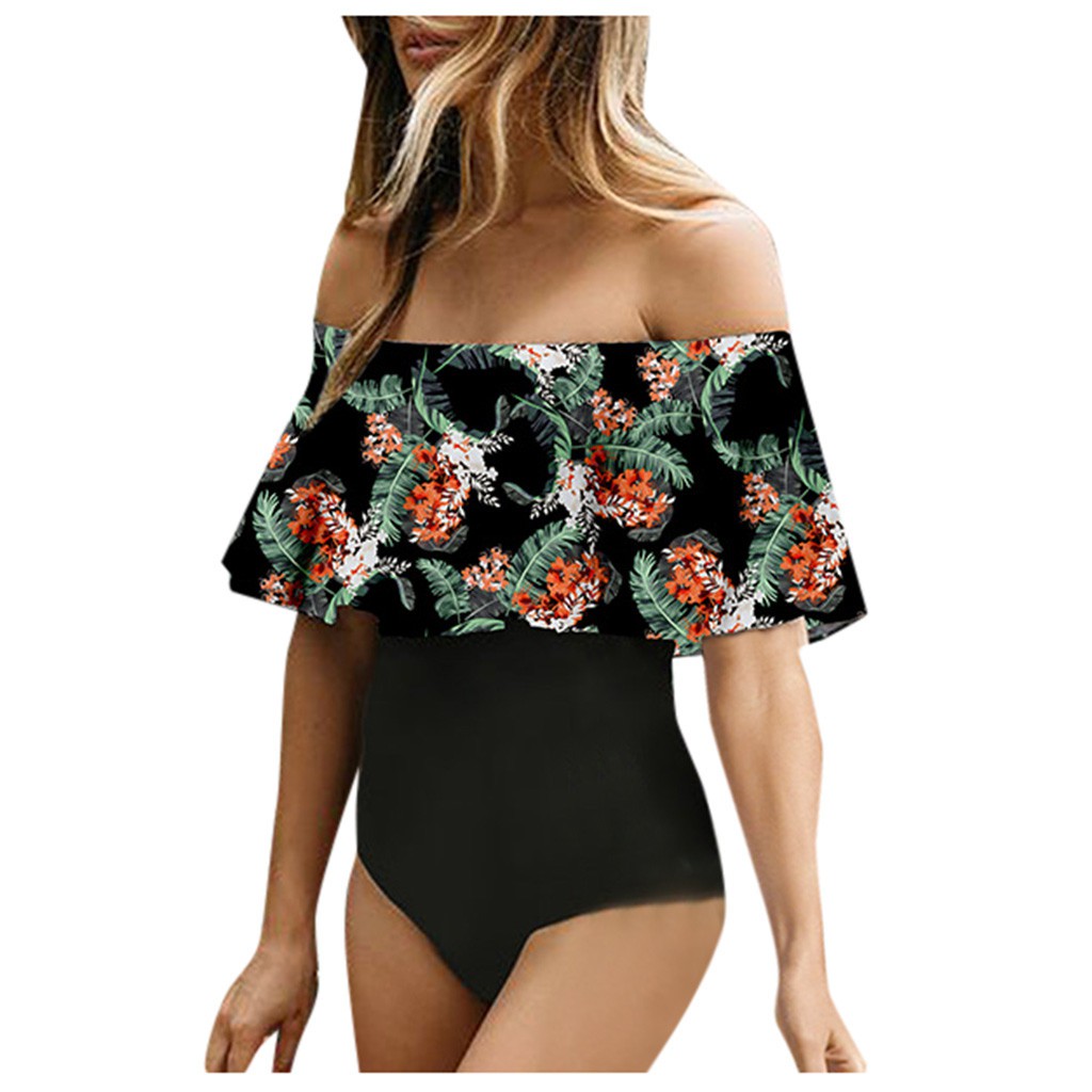 off the shoulder swimsuit with tummy control