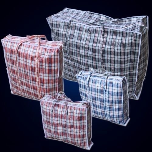 Extra Strong Small Laundry Shopping or Storage Bag High Quality Heavy PVC Check Reusable Blue 