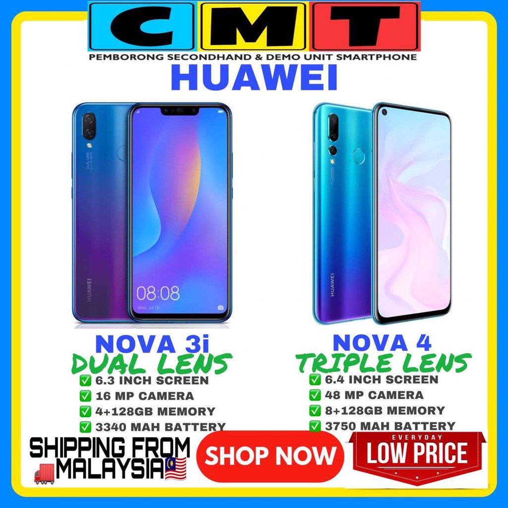 Shop Malaysia Ready Stock Huawei Nova 3i Nova 4 Global Room 4g Lte 100 Original Used Shopee Singapore