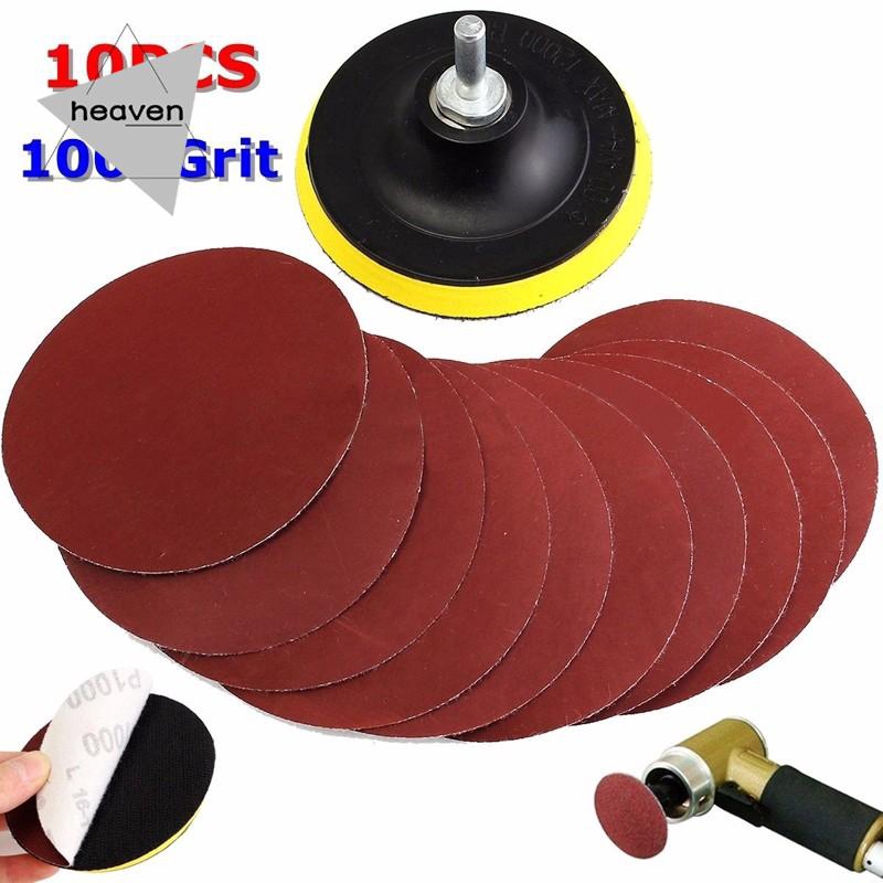 4'' Sanding Disc Sandpaper Hook Loop 1000 Grit + Backer Pad + Drill