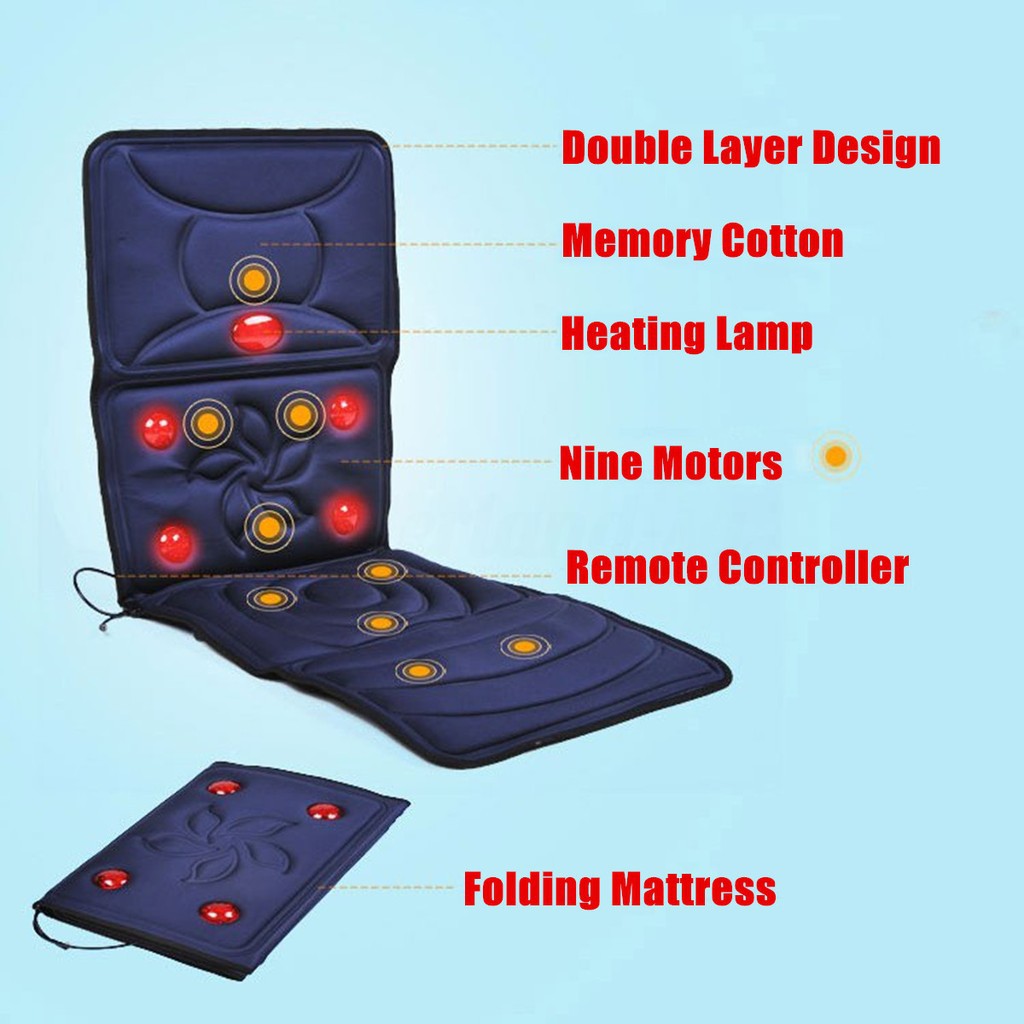 ღgb Heated Back Massage Chair Car Seat Cushion Heat Pad Lumbar