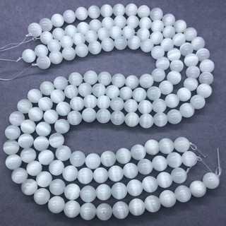 Image of thu nhỏ White Cats Eye Beads 4-12mm Round Natural Loose Opal Stone Bead Diy for Jewelry #2