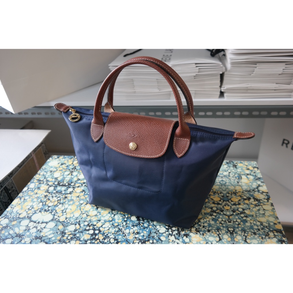 small navy longchamp bag