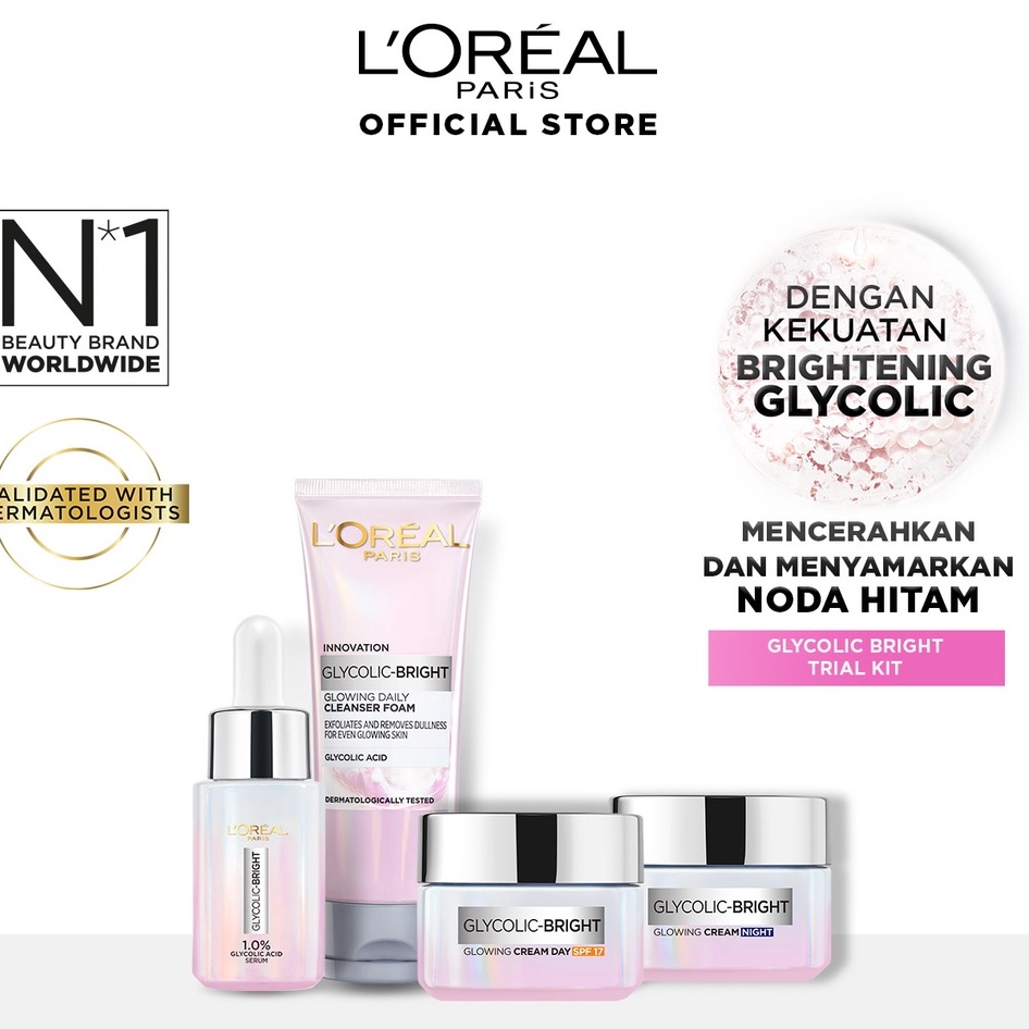 L'oreal Paris Glycolic Bright Glowing SERIES Day, Night Cream, Facial