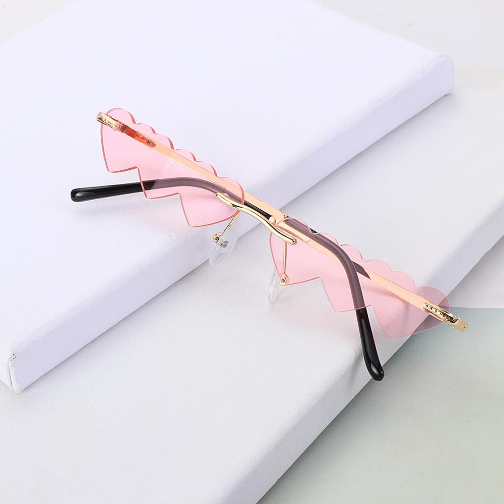 Image of EUTUS Heart SunGlasses Unique Women Rimless Small Frame Vintage Shades #6