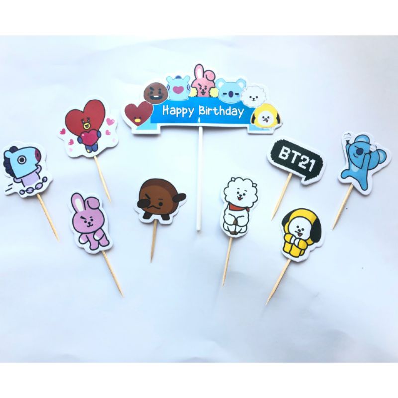 Bt21 Character Cake Topper / BTS Cake Topper / Birthday Cake Decoration ...