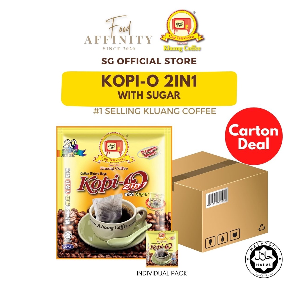 [Carton Deal] Kluang Coffee Cap TV Kopi-O 2IN1 with Sugar 23gm x 200 ...