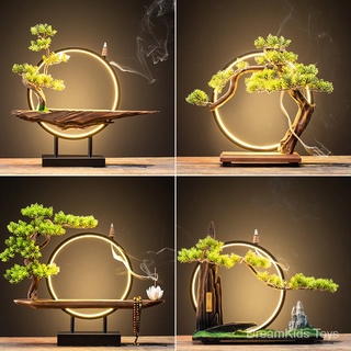 Source  New Chinese-Style  Zen Ornament Base  Weathered Solid Wood  Home decoration  Living Room Office Hallway Study Iron Lamp Circle
