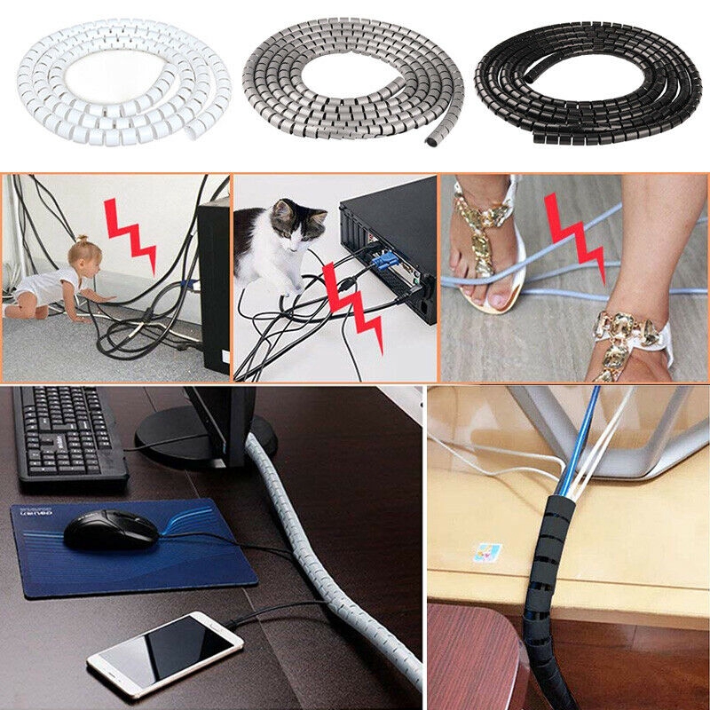 2m Cable Spiral Wrap Tidy Cord Wire Loom Storage Organizer Shopee