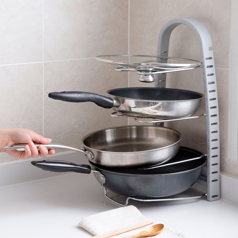 Pots Storage Rack  Cookware Pan  Lid Holder Kitchen 