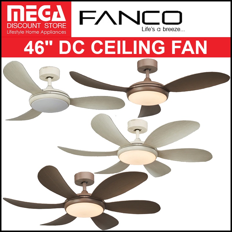 FANCO 46" GIRASOL 3/6BLADE DC CEILING FAN WITH REMOTE & 36W LED LIGHT