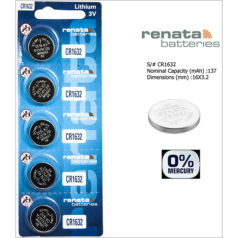 Swiss Made Renata CR1632 3V Lithium Button Cell Battery CR 1632 ...