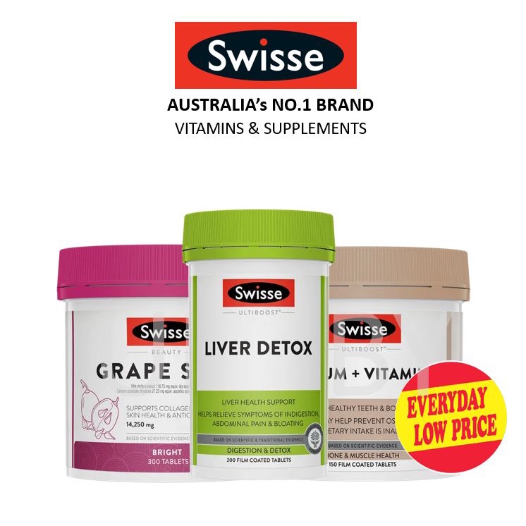 Swisse Ultiboost Liver Detox 200 Tablets Grape Seed 300 Tablets