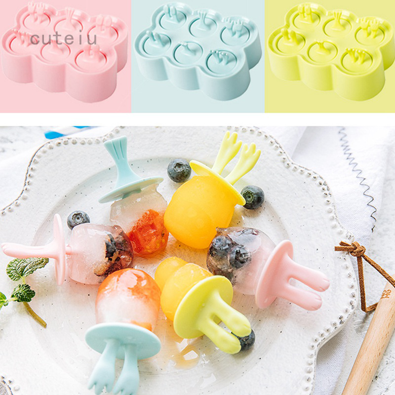 Creative Cartoon Silicone Diy Popsicle Ice Cream Mold Six Grid Popsicle Box Ice Grid Amazon Animal Ice Mold Shopee Singapore
