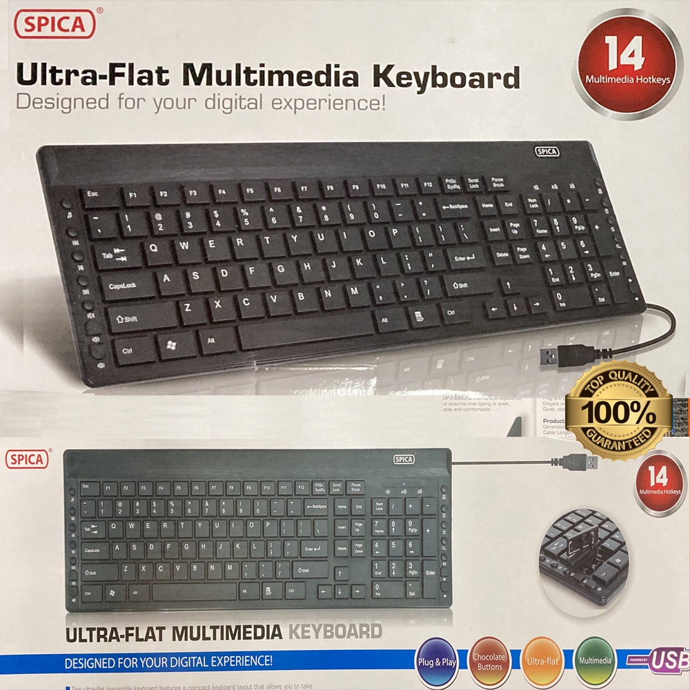 *SALES* Original SPICA Ultraflat Multimedia Keyboard with 14 Hotkeys