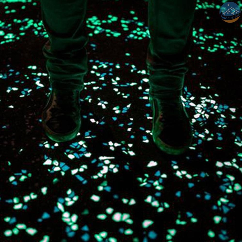 Vivi 100pcs Glow In The Dark Garden Pebbles For Walkways Aquarium Decor Plants Luminous Stones Shopee Singapore