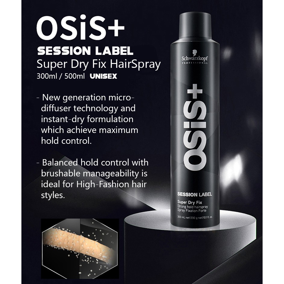 Special Edition Schwarzkopf Osis Super Strong Dry Fix Hair Spray 300ml 500ml Shopee Singapore