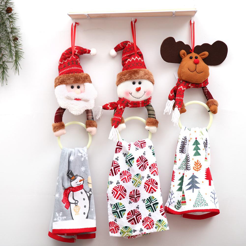 Christmas Snowman Moose Napkin Ring Towel Hanging Ring Home Decor