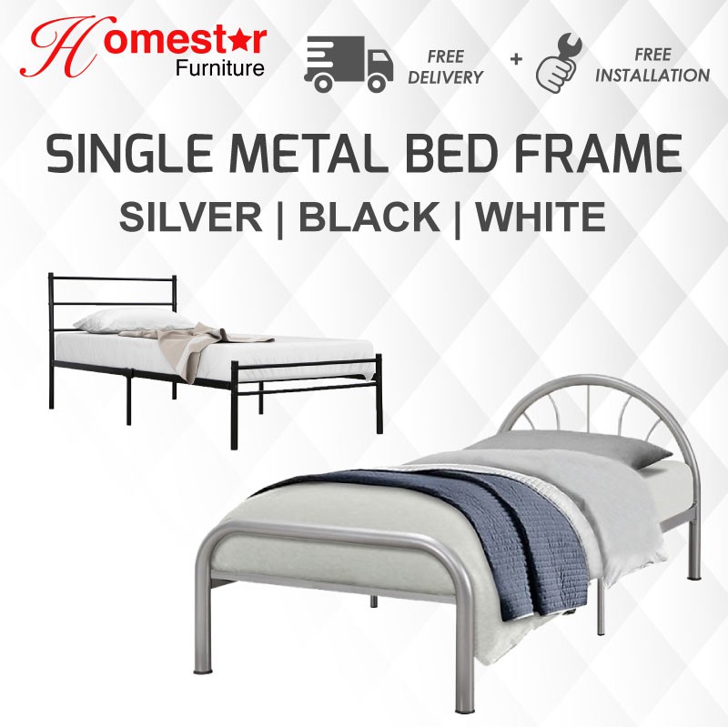 Homestar Est Single Metal Bed, Single Bed With Frame And Mattress