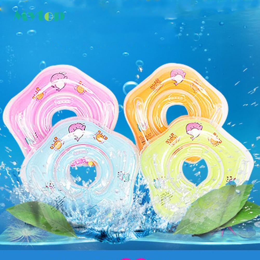 [mytop]Inflatable Baby Neck Ring Adjustable Life Buoy Float Circle Color Random