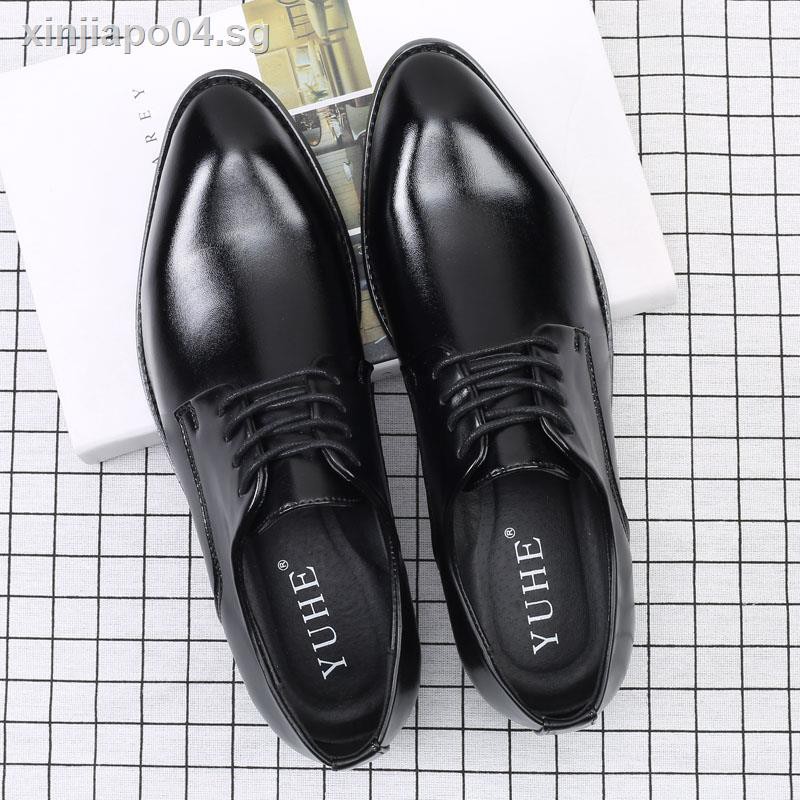 man shoes Leather shoes◈♘British pointed increased within the business in  spring and summer dress shoes male han edition men s lace wedding shoe joker  leisure boom | Shopee Singapore