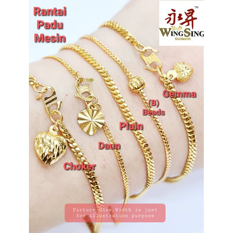 Wing Sing 916 Gold Solid Machine Bracelet Rantai Tangan Mesin Padu Emas 916 Shopee Singapore