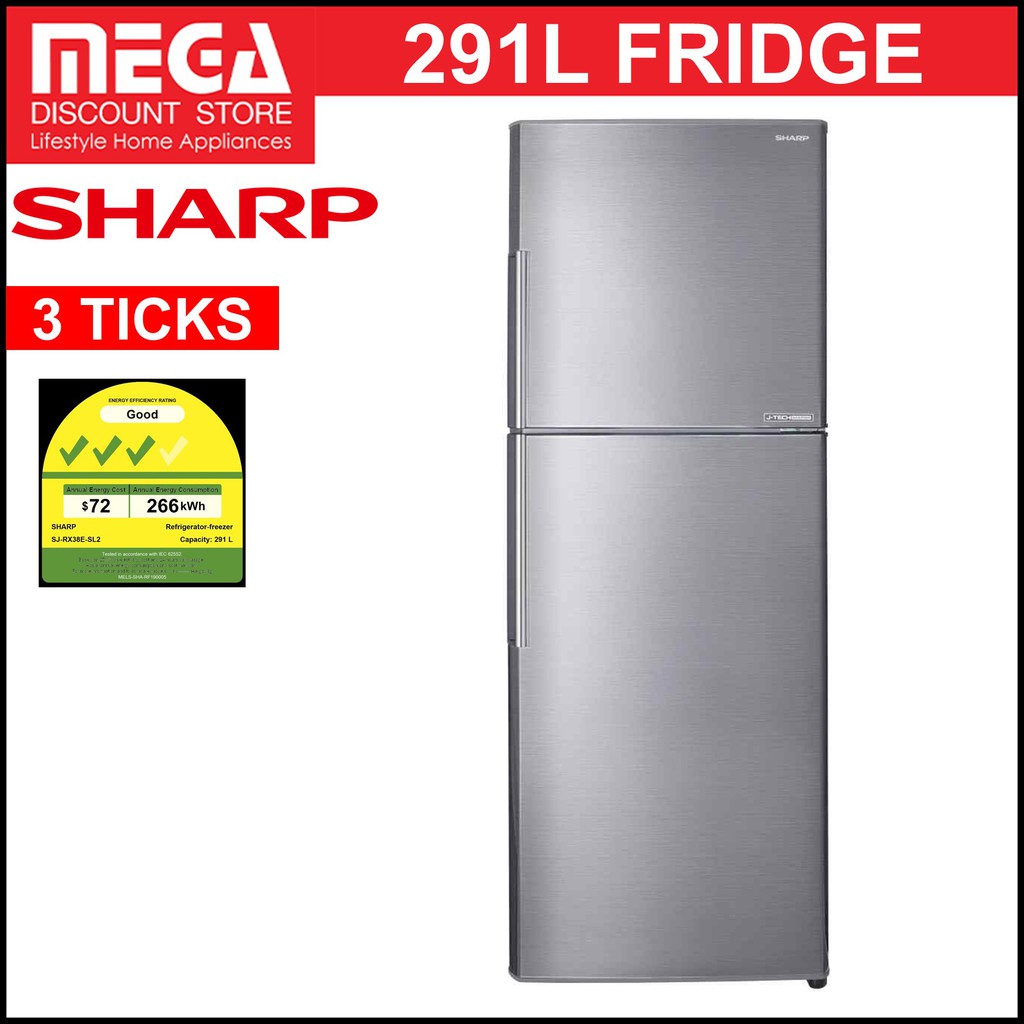SHARP SJRX38ESL2 287L 2DOOR FRIDGE (3 TICKS) Shopee Singapore