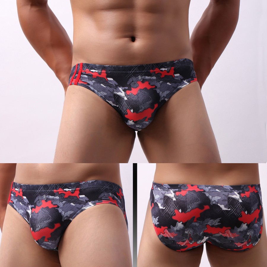 Image of Fashion Men's Underwear Breathable Mesh Printed Brief Underpants Briefs #7