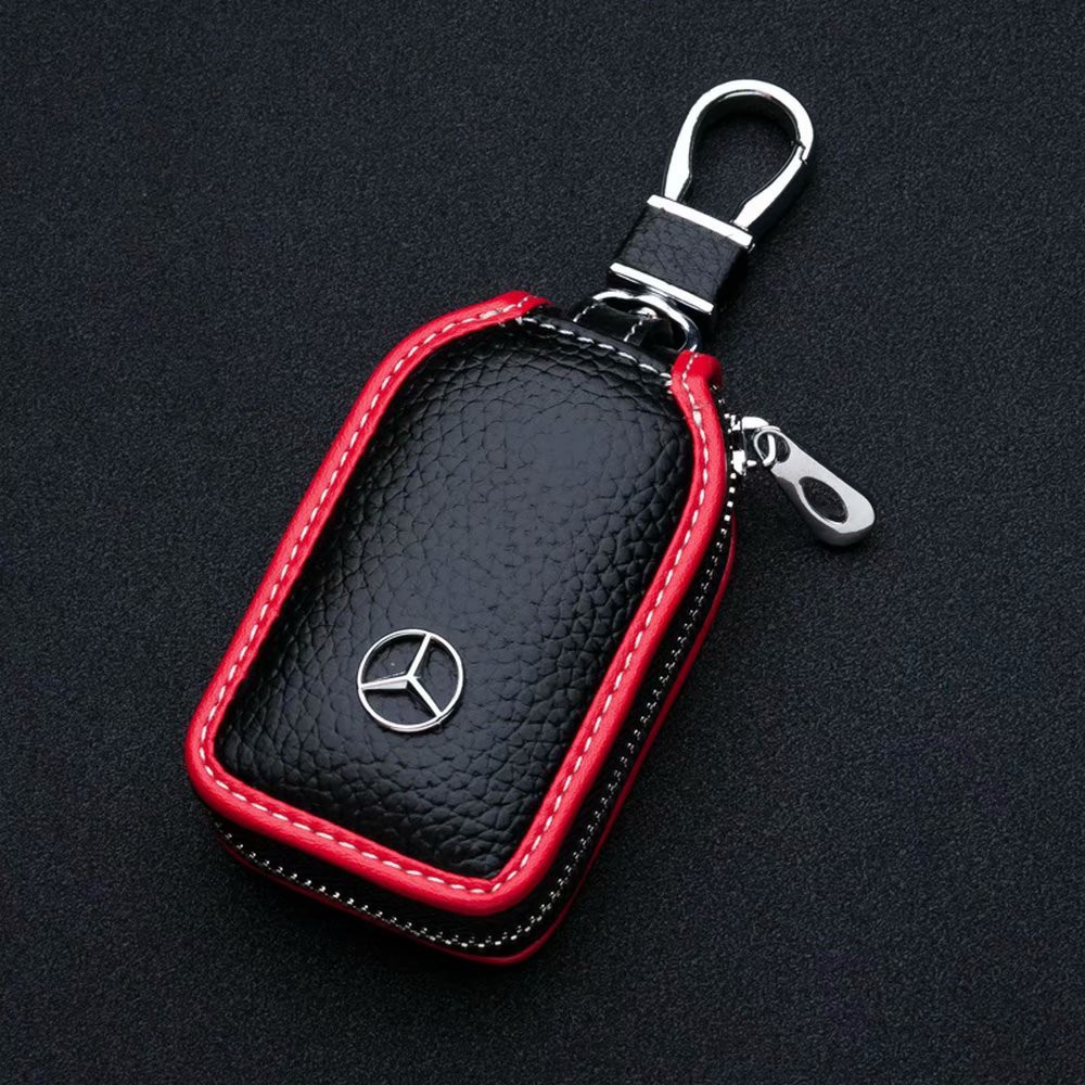 Goshion 2Pack Genuine Leather Car Logo Keychain Key Chain Keyring Family Present for Man and Woman Suit for Mercedes-Benz A C E S Class Series,GLK CLA GLA GLC GLE CLS SLK AMG Series 
