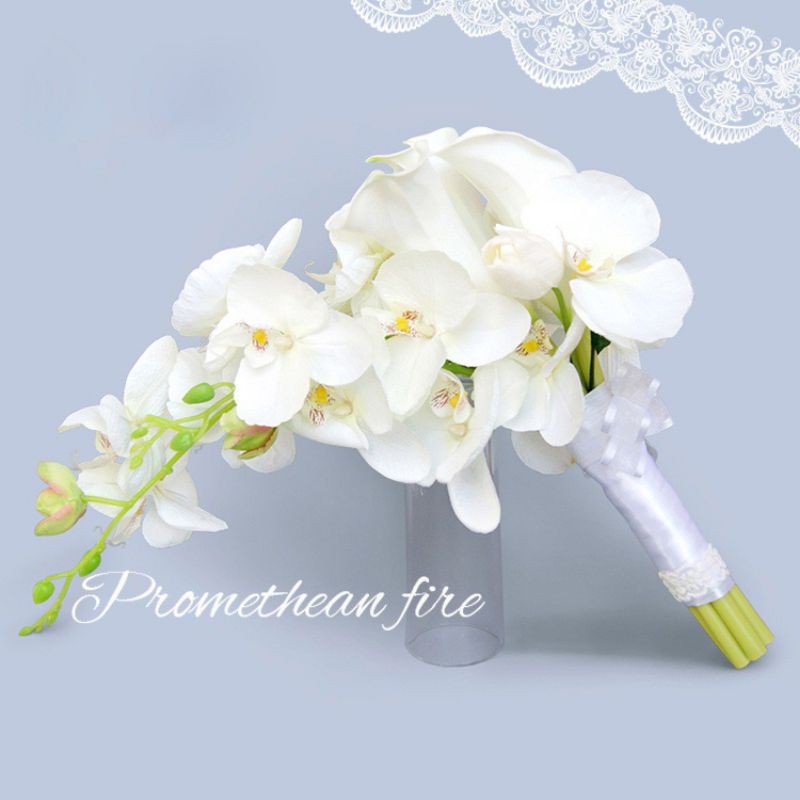 Shop Malaysia Bunga Tangan Pengantin Bridal Hand Bouquet Calla Lily Orchid Artificial Flower Artificial Hand Bouquet Shopee Singapore