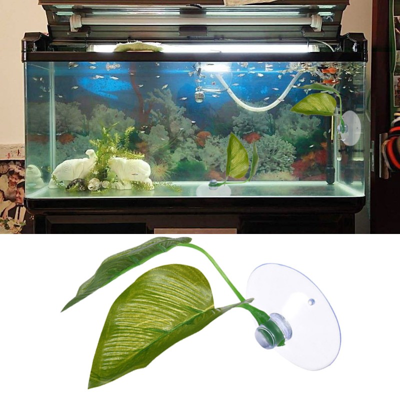 Aquarium Decoration Artificial Plant Leaf Tropical Fish Hide Rest