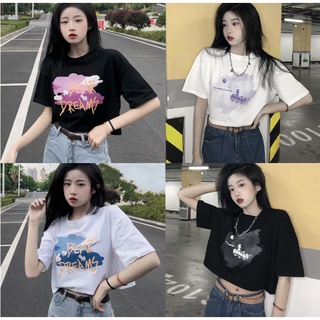 【X-style】New Style Fashion Short Navel Cropped Short-Sleeved T-Shirt