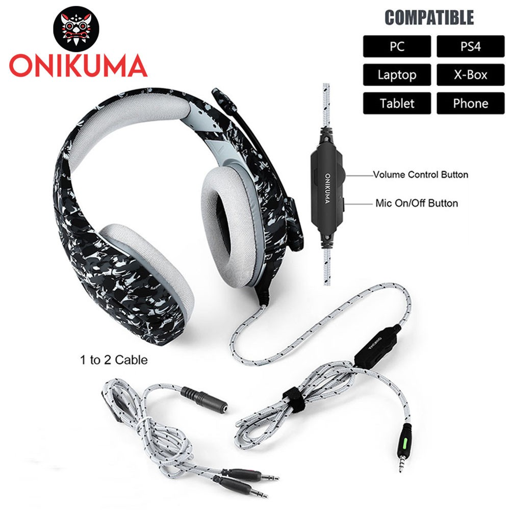 onikuma k1 stereo bass surround gaming headset for ps4 new xbox one pc with mic