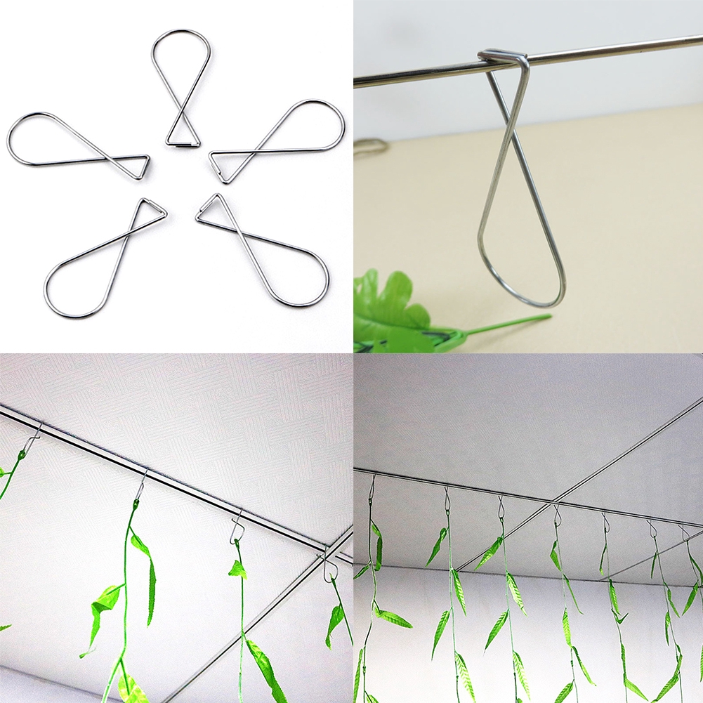100pcs Tile Hanging T Bar Clips Suspended Hangers Flexible Wedding Hook Decorations Drop Ceiling