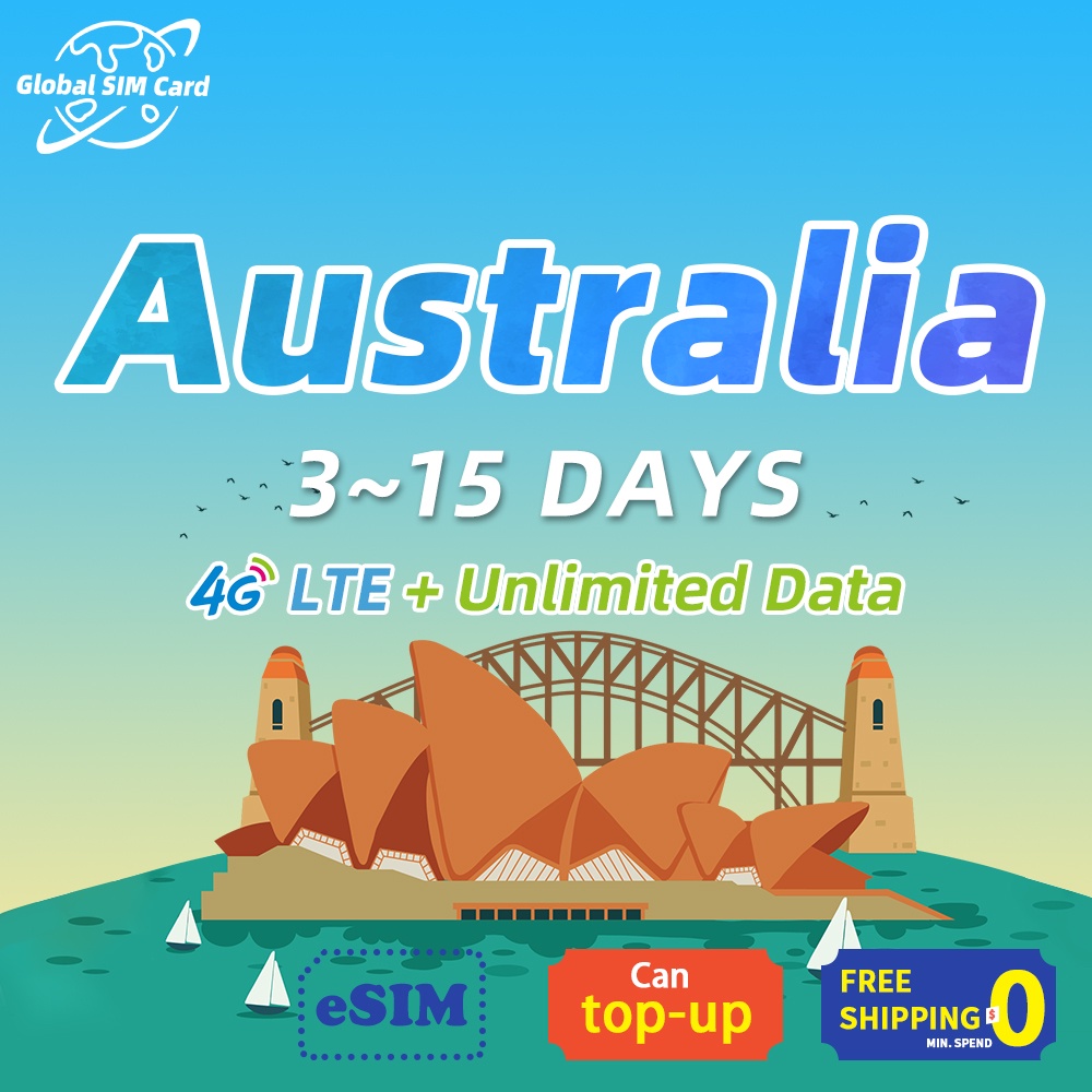 Australia SIM Card 315 Days Unlimited data 4G High Speed Support eSIM Prepaid sim card
