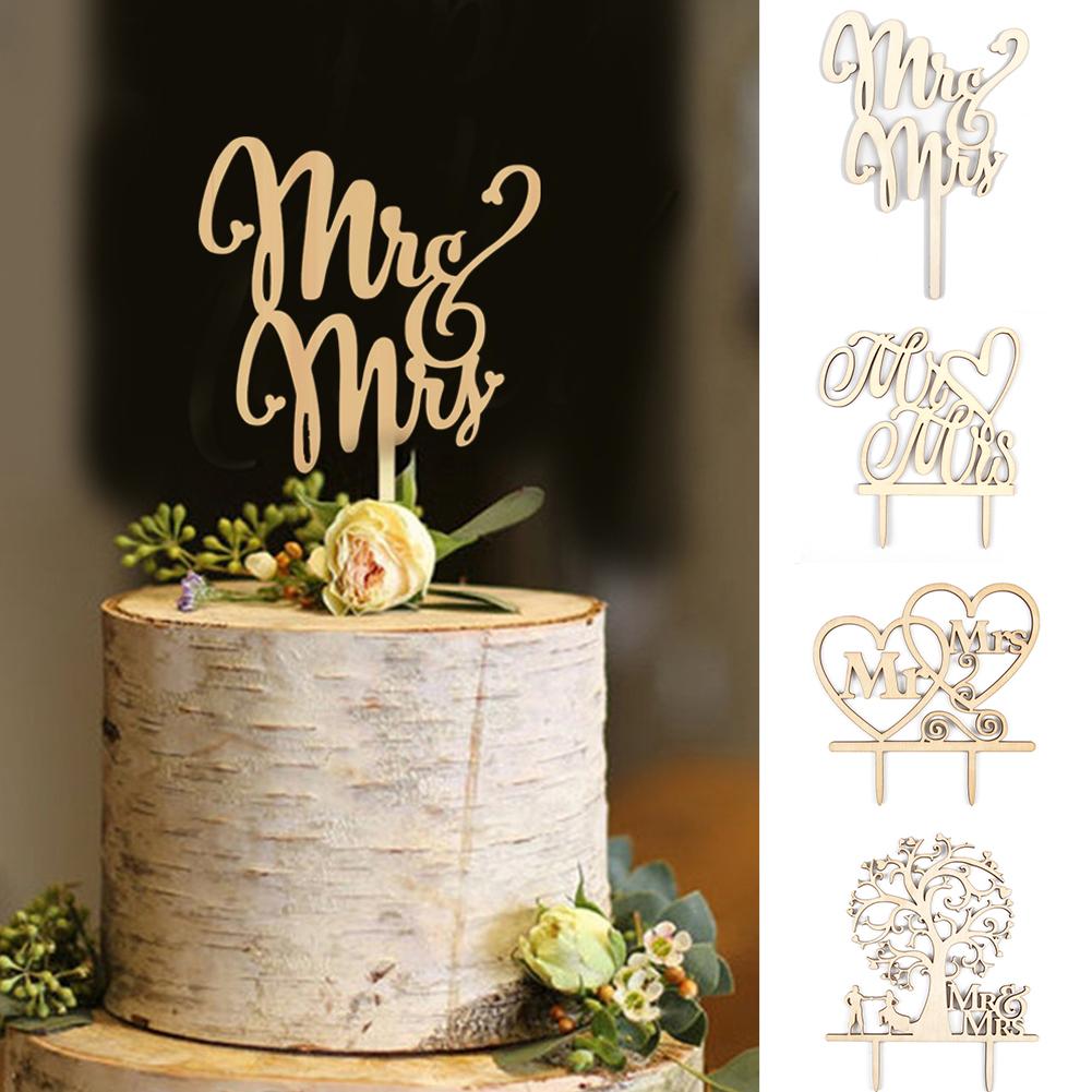 Cg Wooden Cake Topper Love Mr Mrs Letters Cake Wedding Toppers Engagement Cake Decoration Supplies Shopee Singapore