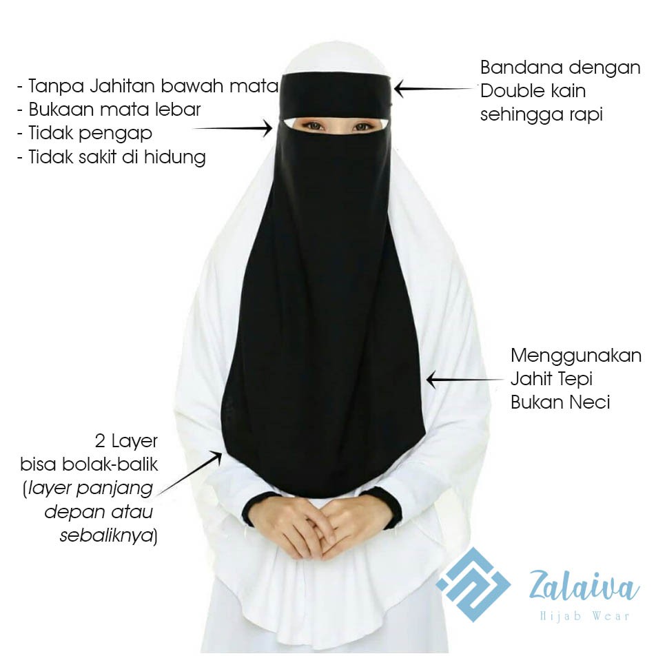 Niqab 2 Layer Bandana Veil Two Layers Without Stitching Under Eyes Can Alternating Shopee Singapore