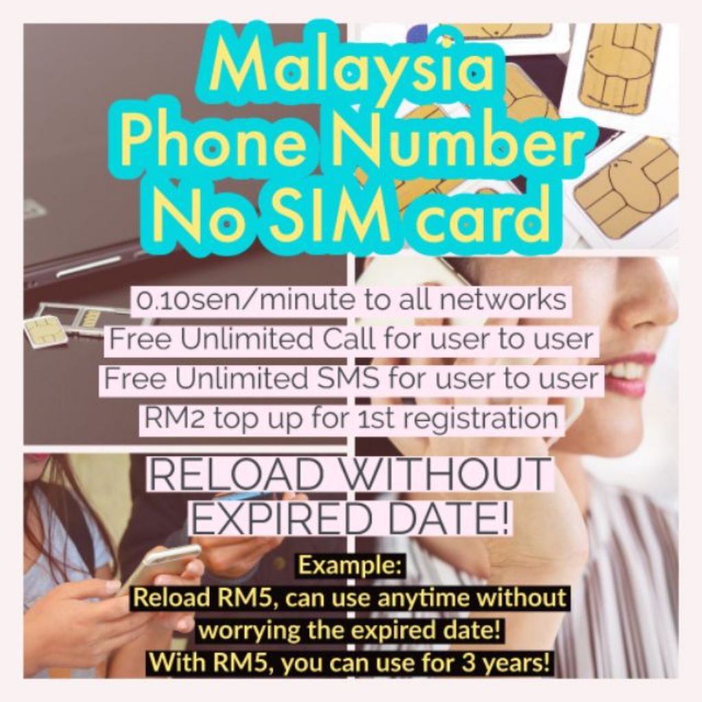 Malaysia Phone Number No Sim Card No Simcard Sim Less Esim E Sim Free Cal Shopee Singapore