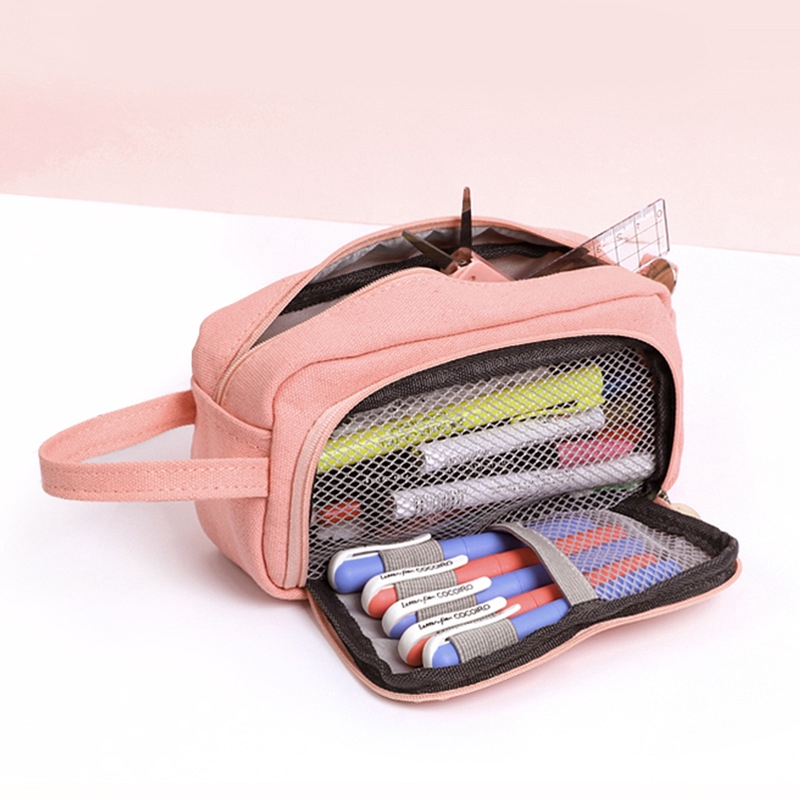 Large Capacity Cute Pencil Case Canvas Pencil Pouch Supplies Pen Case School Office Stationery Shopee Singapore