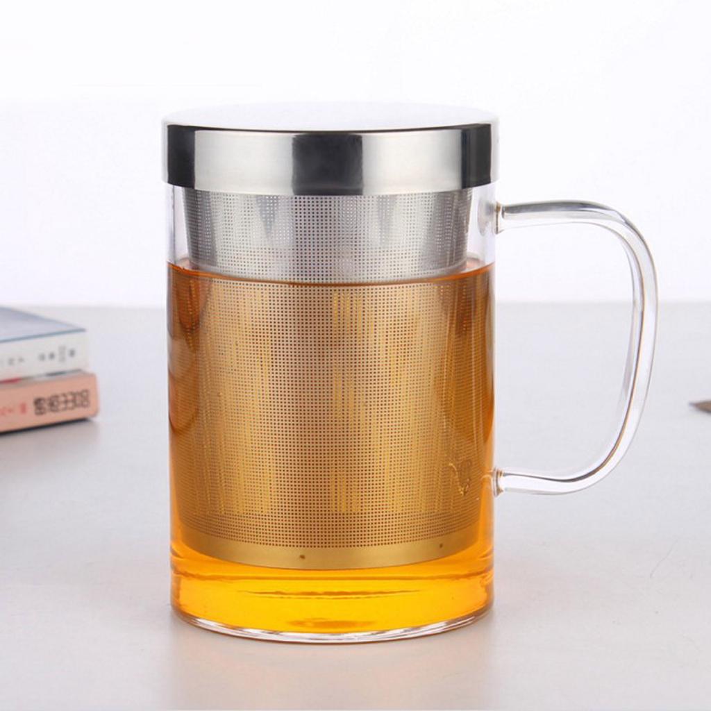 3pcs 17oz Clear Glass Tea Brewing Cup Coffee Flower Cups Mugs with