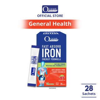 Image of Fast Absorb Iron Energy Formula (28s)- Ocean Health (Replenishes Iron, Fights Tiredness| With Folic Acid, Vit Bs &Vit C)